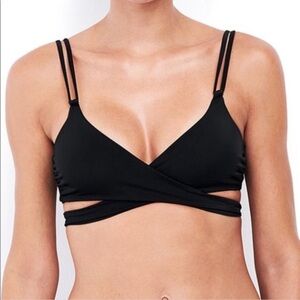Lands' End Black Wrap Around Bikini Top